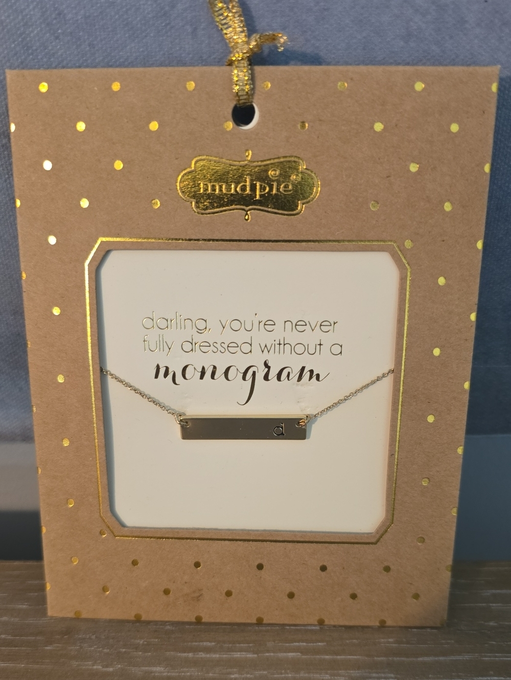 Mud Pie Gold Bar Monogram Necklace - D